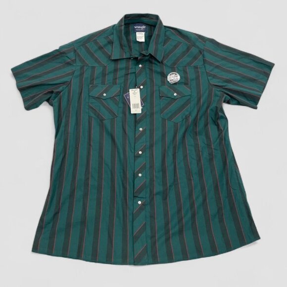 Wrangler Men's Western Shirt Dead Stock Vintage Snap Cowboy Short Sleeve 2XL XXL - Picture 1 of 6